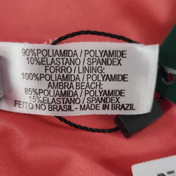 Despi Infinity Triangle Bikini Top M Shimmer Textured Halter Brazilian Peach - Picture 9 of 9